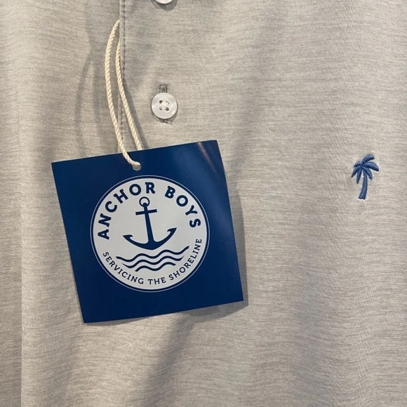 NWT Anchor Boys Heather Light Gray Lone Palm Tech Polo Shirt Mens Size XXL (868) - Picture 6 of 7